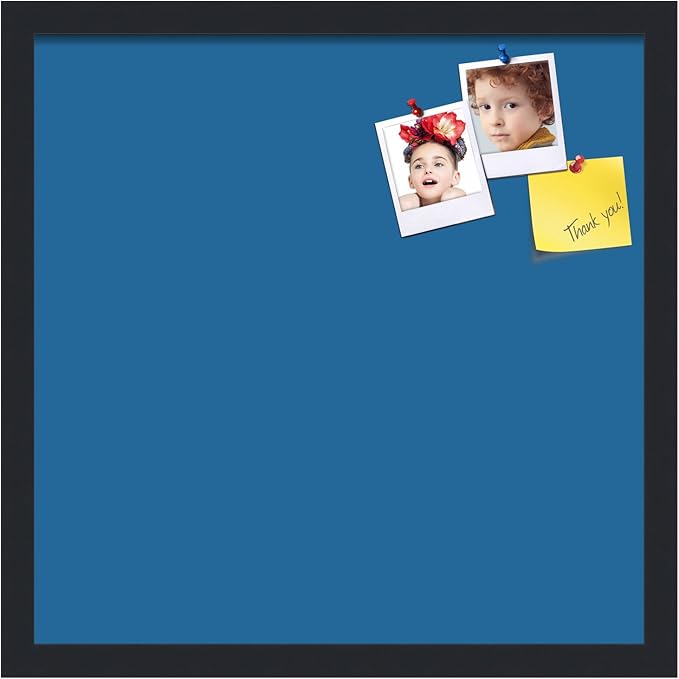 PinPix 18x18 Inch Cork Bulletin Board. This Decorative Framed Pin Board Comes with Navy Pastel Design and a Satin Black Frame. Ideal for Home Office Decor or Message Board (PinPix-1811)-DeskLoop Office