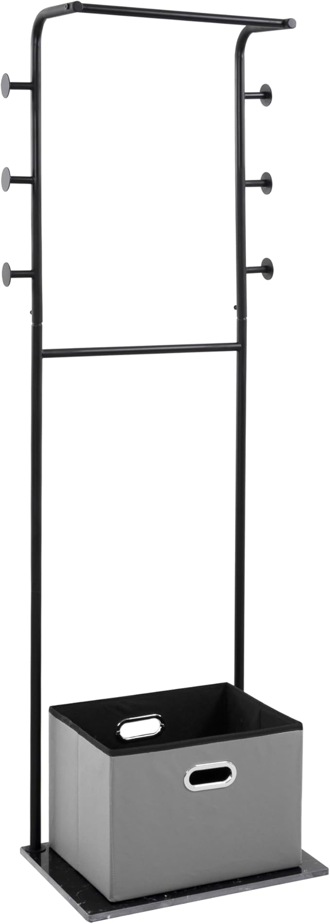 Heavy Duty Coat Rack with Storage Basket Metal Hanging Clothes Rack with Marble Base Modern Standing Clothing Rack for Entryway Bedroom Living Room Hotel 19.69 x 13.39 x 67.72 Inches (Black)-DeskLoop Office