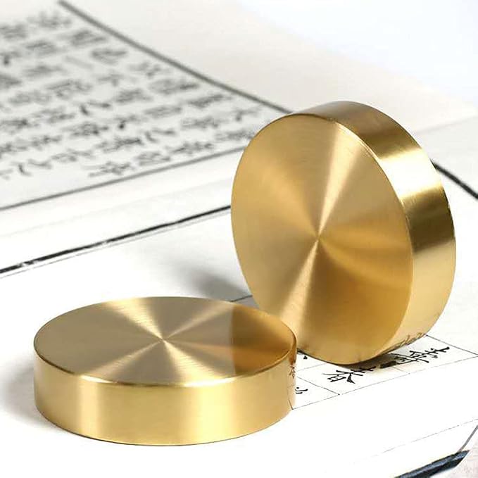 Abaodam 4 pcs Chinese Calligraphy Paperweight Brass Golden Calligraphy Practice - Image 4