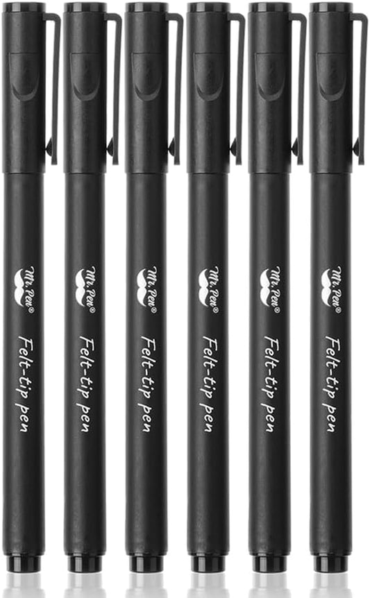 Mr. Pen- Black Felt Tip Pens, Fine Point, 6 Pack, Fast Drying, No Smear | Bible by MrPen