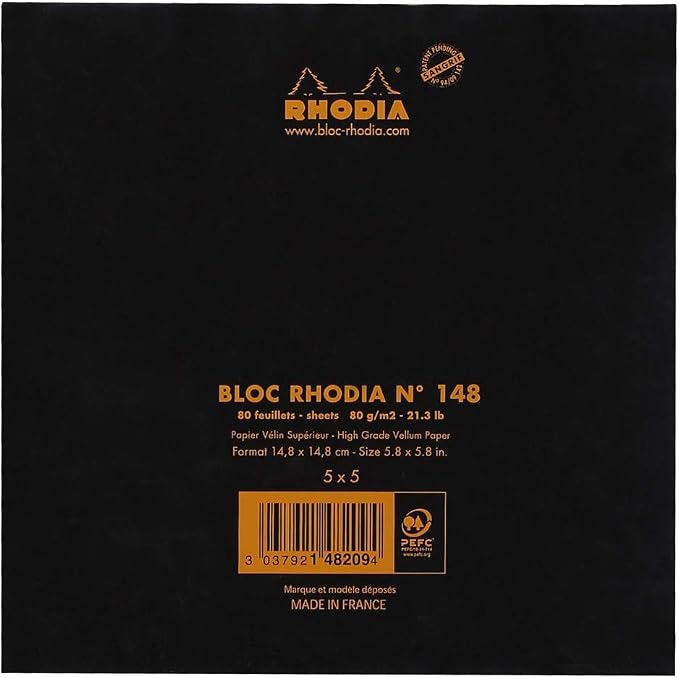 Rhodia Le Carre Head Stapled Pad, 148 x 148 mm, Square Ruling - Image 3