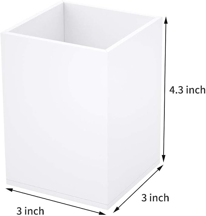 NIUBEE White Acrylic Pen Holder 4 Pack, Desktop Pencil Cup Stationery Organizer - Image 3