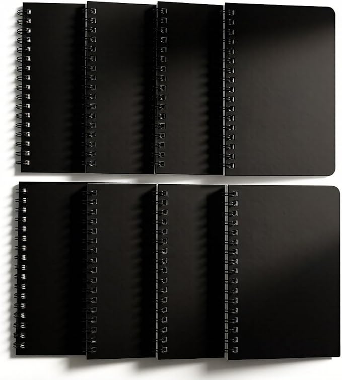 YiHenTiezz 8pack Black Small Spiral Notebook 4.2"x 6.1" Pocket Notepad | small by YiHenTiezz