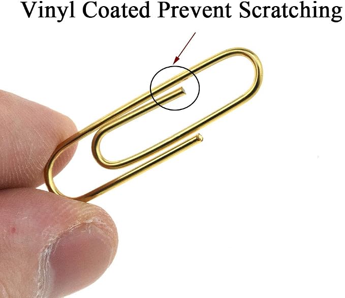 HAHIYO Paper Clips 1.3" Length Gold Paperclips Vinyl Coated Prevent Scratching - Image 4