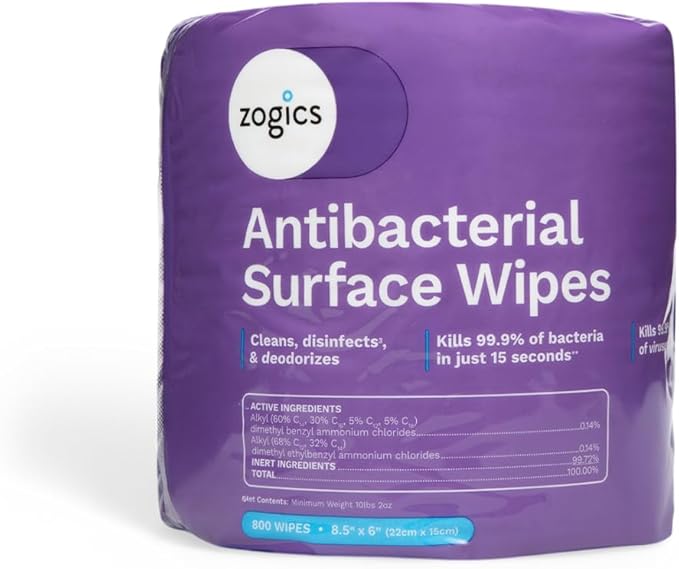 Zogics Antibacterial Wipes – Disinfecting Wipes for Sanitizing and Cleaning Surfaces and Equipment, EPA Registered Antibacterial Cleaning Wipes (3,200 Count – 4 Rolls of 800 Wipes)-DeskLoop Office