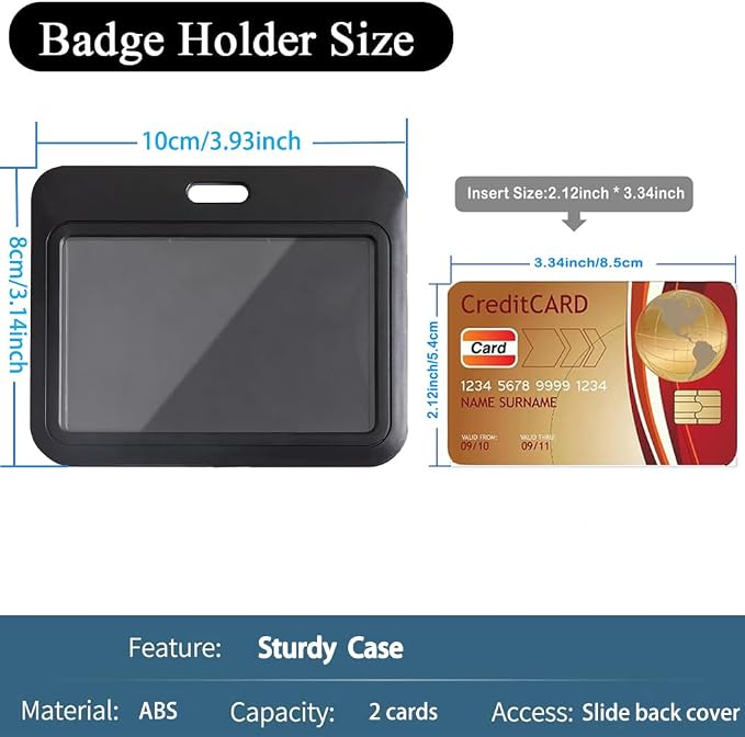 15 Pack Sliding ID Badge Holder Horizontal Hard Plastic Card Case Protector - Image 2