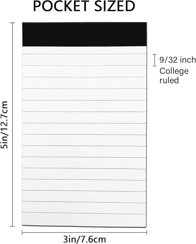 Nichela 12 Pack Small Notepad, 3 x 5 Inch Ultra Quality Note Pads, Server Lined - Image 2