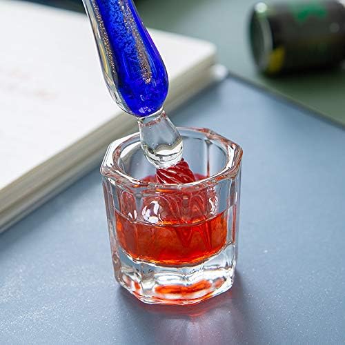 AXEARTE Glass Dip Calligraphy Pen Set, 18-Pieces 14 Color Inks, Pen Holder, Cleaning Cup, 2 Crystal Glass Pens for Art, Writing, Drawing, Signatures, Gift for Kids and Artist-DeskLoop Office