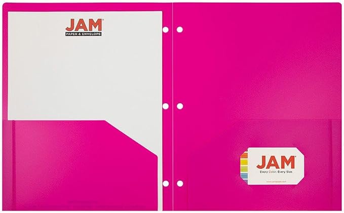 JAM PAPER Heavy Duty Plastic 3 Hole Punch Pocket Folders - Image 5