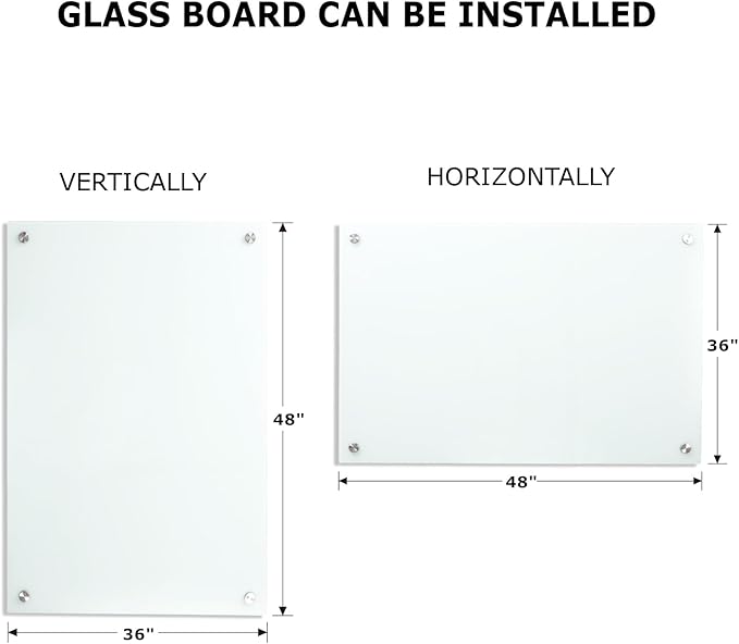 Glass Whiteboard Magnetic Dry Erase White Board 4'x 3' Framless White Surface-DeskLoop Office