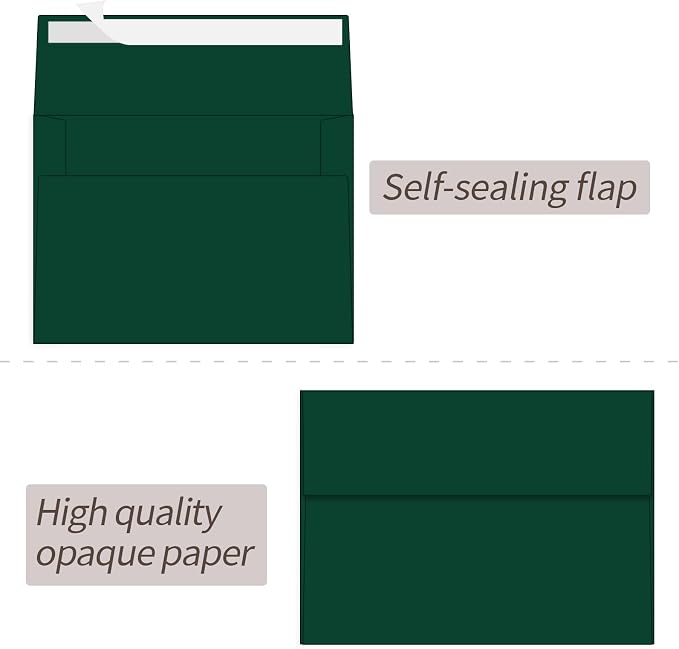 100 Packs Green 4x6 Envelopes for Invitation Card, A6 Small Envelopes Self Seal - Image 3