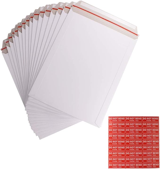 zmybcpack 100 Pack 9X12 inch Self Seal Photo Document Mailers Stay Flat White by zmybcpack