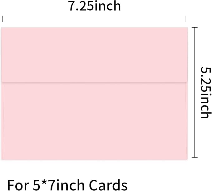 100 Packs Pink 5x7 Envelopes, A7 Envelopes - Image 2