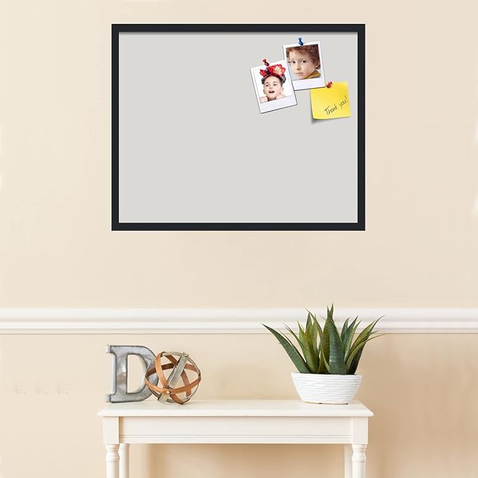 PinPix 30x24 Inch Cork Bulletin Board. This Decorative Framed Pin Board Comes with Light Stone Design and a Satin Black Frame. Ideal for Home Office Decor or Message Board (PinPix-1809)-DeskLoop Office