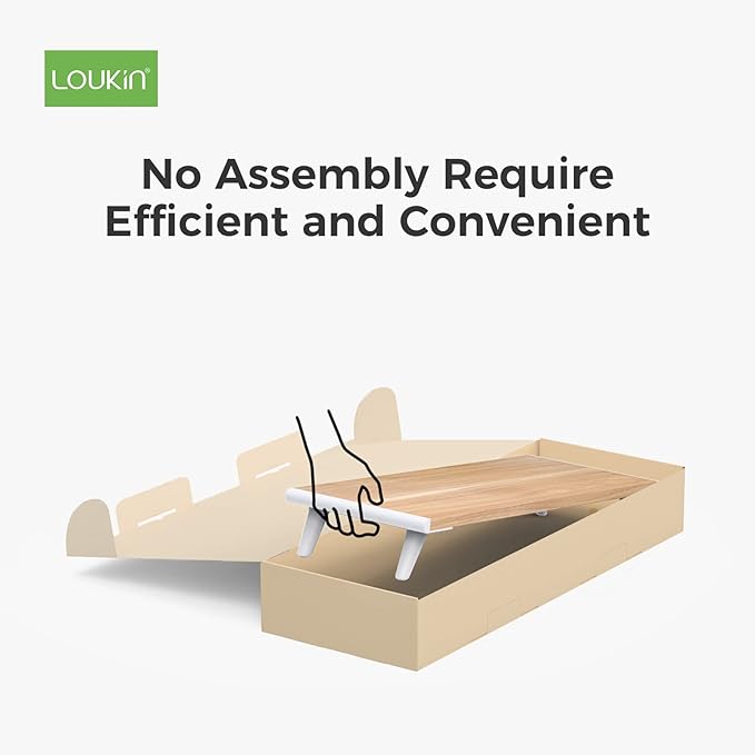 loukin Monitor Stand Riser for Desk, 22.4" x 8.3" Larger Computer Stand for Laptop, PC, Printer, Sturdy Desktop Computer Shelf with Non-Skid Rubber, Home Office, Natural Wood-DeskLoop Office