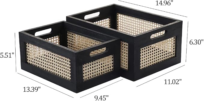 Wood Baskets, Rattan Storage Baskets - Image 3