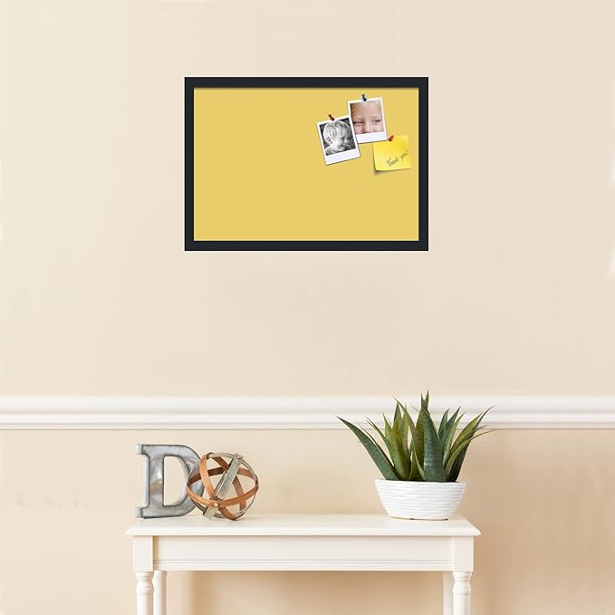 PinPix 22x15 Inch Cork Bulletin Board. This Decorative Framed Pin Board Comes with Honey Pastel Design and a Satin Black Frame. Ideal for Home Office Decor or Message Board (PinPix-1810)-DeskLoop Office