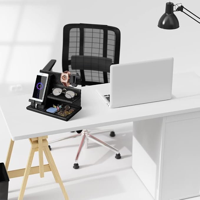 Gifts for Men Bedside Organiser Wood Phone Docking Station Dad Birthday Gifts - Image 5