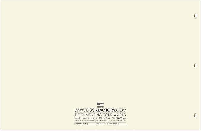 BookFactory Ledger Sheets/Large 8 Column Accounting Ledger Columnar Loose Leaf - Image 3