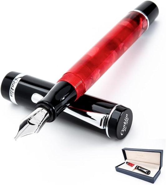 Conklin Duragraph Fountain Pen Red Nights - Fine Nib, Luxury Writing Instrument with Bold Red Finish-DeskLoop Office