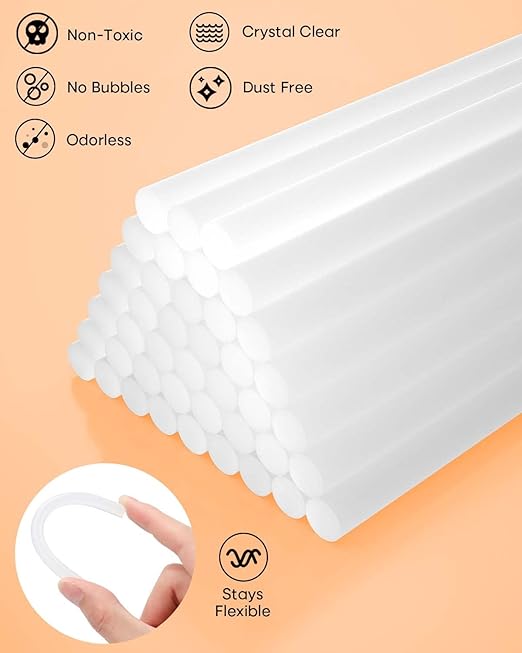 SHALL Full Size Hot Glue Sticks, 0.43” Dia x 4” Long, 120-pack Clear Hot Melt Glue Gun Sticks for All-Temp Glue Guns, Multipurpose for Kids Adults DIY Art Craft Sealing Repairing Festival Decoration-DeskLoop Office