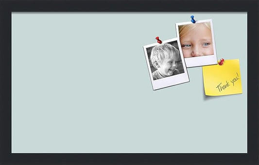 PinPix 20x12 Inch Cork Bulletin Board. This Decorative Framed Pin Board Comes with Soft Blue Design and a Satin Black Frame. Ideal for Home Office Decor or Message Board (PinPix-1814)-DeskLoop Office