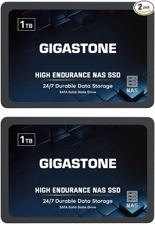 Gigastone 1TB NAS SSD Drive (2-Pack) 24/7 Durable TLC High Endurance RAID Data Storage Network Attached Storage 2.5" SATA Internal Solid State Hard Drives-DeskLoop Office