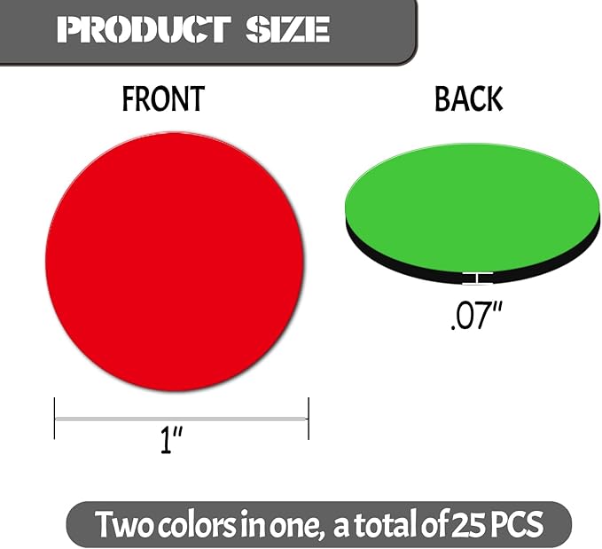 25 Pcs 1” Double-Sided Red Green Magnets, Flip Over Colored Magnetic Dots for Whiteboard, Refrigerator, Office (25, Red/Green-Colors)-DeskLoop Office