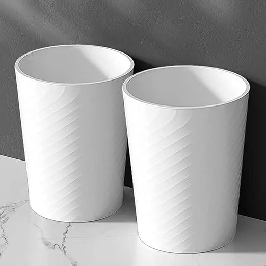 Bathroom Trash Can 1.8 Gallon Waste Basket 2 Pack Small Garbage Can for Toilet Office Bedroom, White-DeskLoop Office