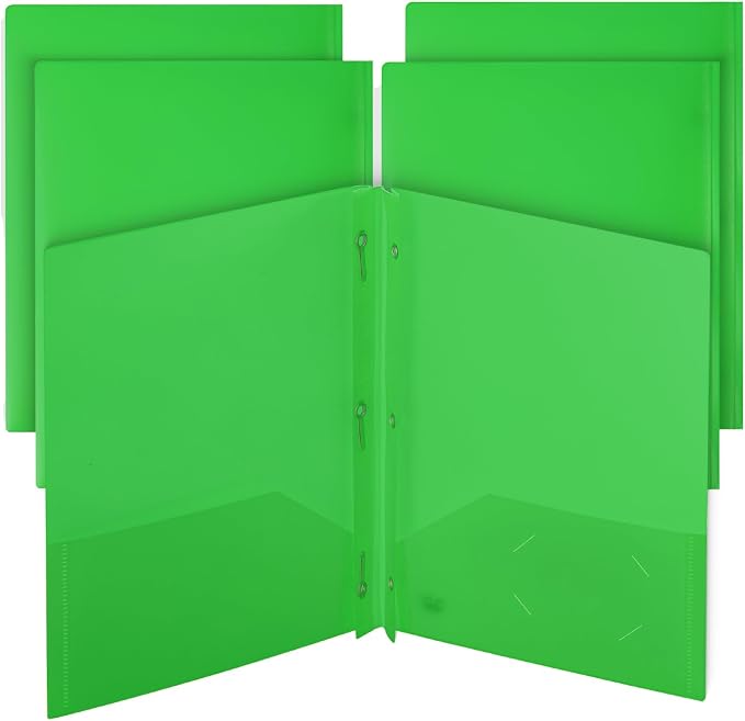 Mr. Pen- Plastic Folders with Pockets and Prongs, 5 Pack, Letter Size | Pocket by MrPen