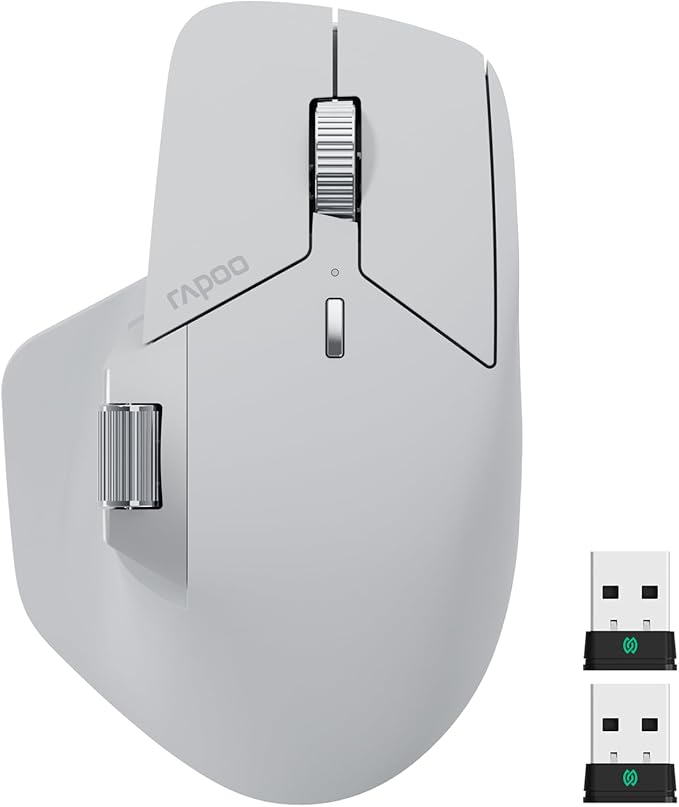 Rapoo MT760 PRO Wireless Mouse, NearLink + Bluetooth 5.0 Multi-Device, 12K DPI, 2K Polling, Ergo for Work & Gaming, 11 Programmable Buttons, On-Board Memory, Quiet Clicks, USB-C, 120 Days Battery Life-DeskLoop Office