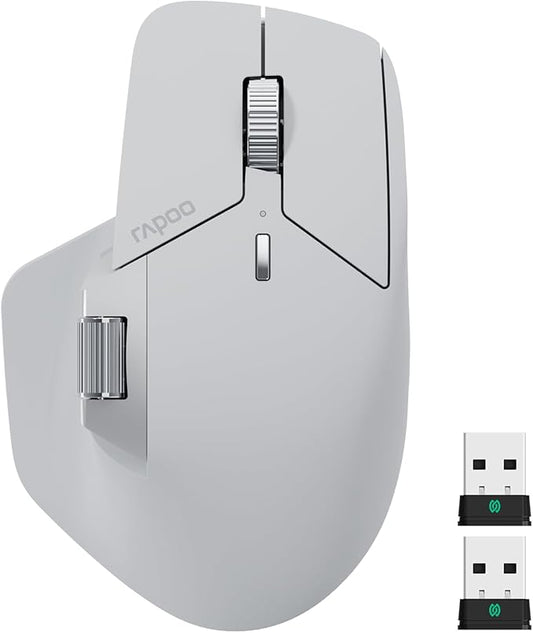 Rapoo MT760 PRO Wireless Mouse, NearLink + Bluetooth 5.0 Multi-Device, 12K DPI, 2K Polling, Ergo for Work & Gaming, 11 Programmable Buttons, On-Board Memory, Quiet Clicks, USB-C, 120 Days Battery Life-DeskLoop Office