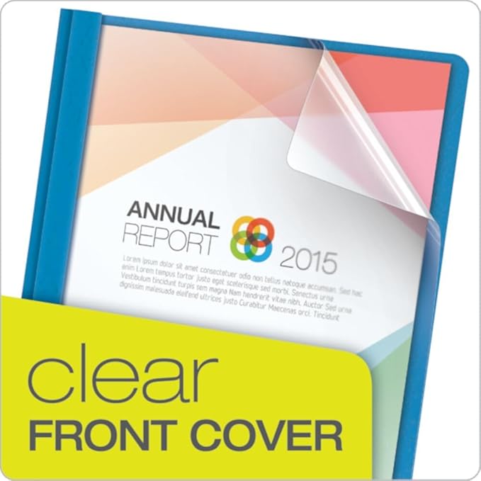 Oxford Clear Front Report Covers, Light Blue, Letter Size, 25 per Box - Image 2