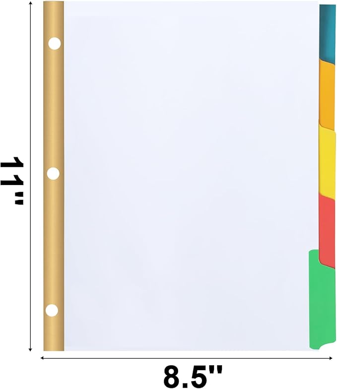 Binder Divider, PANDRI 120 Pack Binder Index White Dividers with 5 Tabs, Letter Size Paper Binder Divider for School Office Home Business-DeskLoop Office