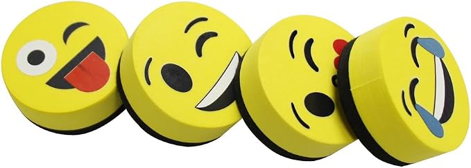 VIZ-PRO Magnetic Smiley Face Circular Whiteboard Eraser / 24 Pack of 2" Dry - Image 3