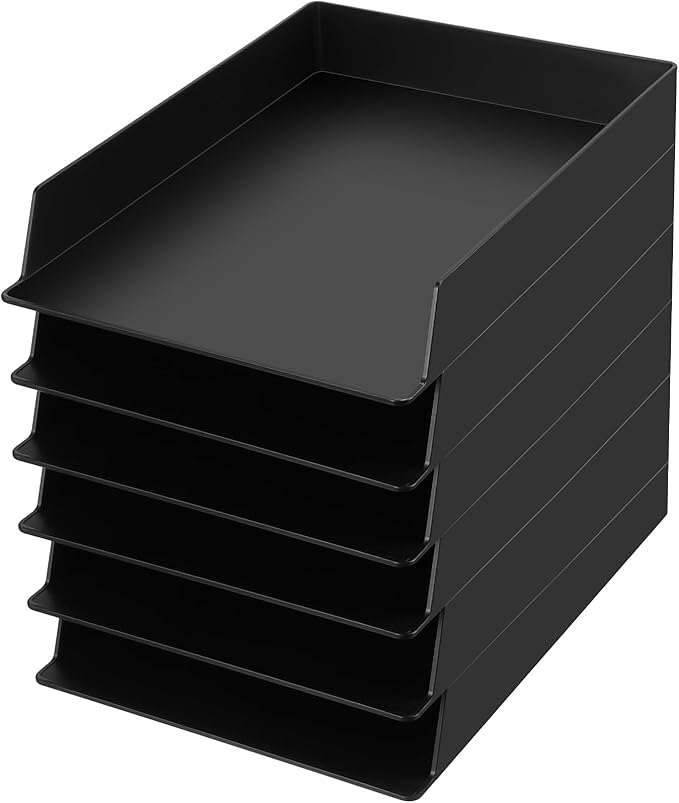 Wenqik 6 Pcs Stackable Paper Trays Rectangular Plastic Desk Holder Desktop by Wenqik