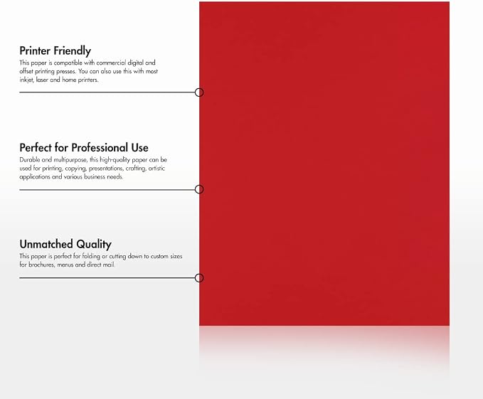 LUXPaper 8.5" x 11" Paper | Letter Size | Ruby Red | 80lb. Text | 250 Qty - Image 8