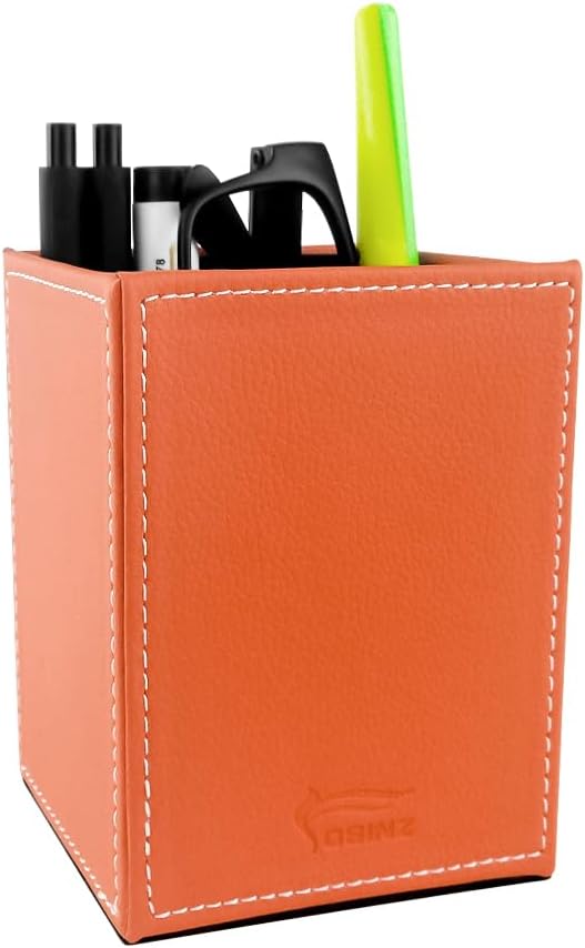 Pen Pencil Holder Cup Container PU Leather Desk Organizer Stand Decor Brush - Image 2
