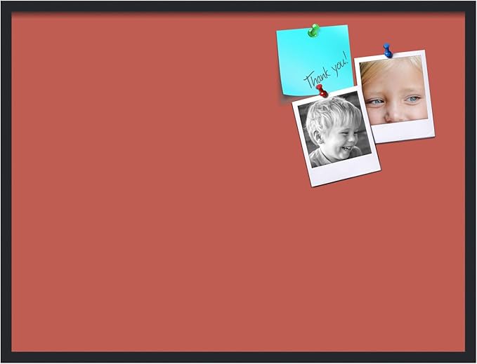 PinPix 40x30 Inch Cork Bulletin Board. This Decorative Framed Pin Board Comes with Crimson Pastel Design and a Satin Black Frame. Ideal for Home Office Decor or Message Board (PinPix-1807)-DeskLoop Office