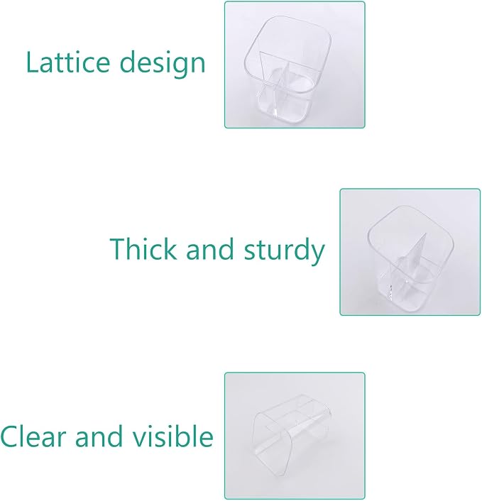 Newkita Acrylic Clear 3 Slots Pencil Pen Holder - Image 4