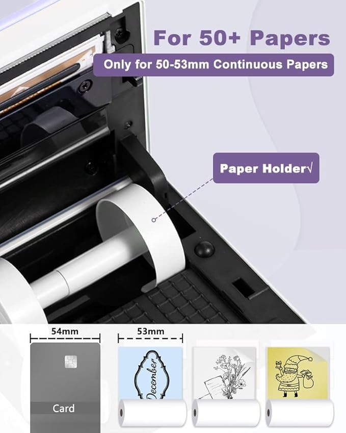 Phomemo Sticker Printer- Mini Thermal Sticker Printer Machine, Small Pocket Label Maker Instant Print for DIY Creation, Study Notes, Photos, Portable Inkless Photo Maker for Kids/Students, Purple-DeskLoop Office