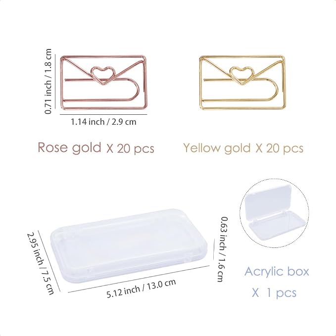 OWLFAVO 40pcs Envelope Shape Paper Clips - Image 2