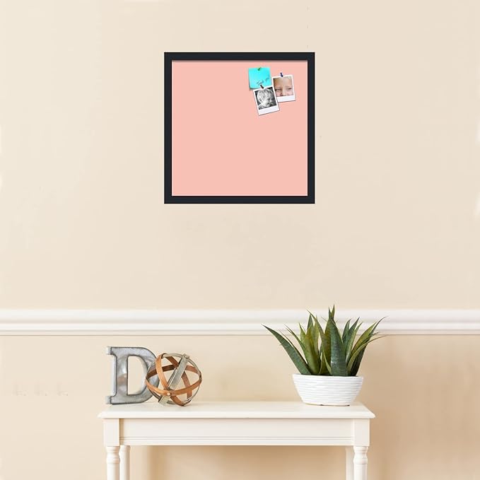 PinPix 17x17 Inch Cork Bulletin Board. This Decorative Framed Pin Board Comes with Pink Pastel Design and a Satin Black Frame. Ideal for Home Office Decor or Message Board (PinPix-1813)-DeskLoop Office