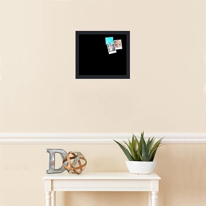 PinPix 14x12 Inch Cork Bulletin Board. This Decorative Framed Pin Board Comes with Solid Black Design and a Satin Black Frame. Ideal for Home Office Decor or Message Board (PinPix-622)-DeskLoop Office