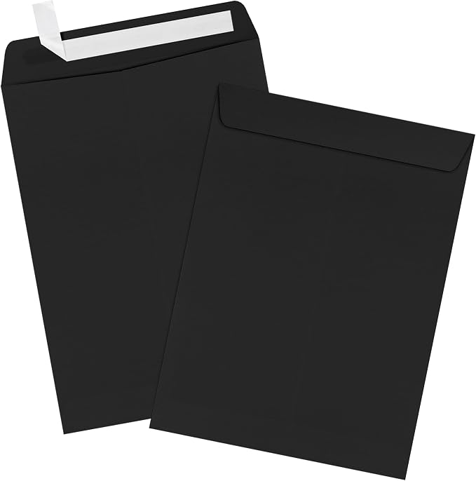 LUXPaper 9 x 12 Open End Envelopes | Peel & Press | Black Linen | 80lb. Text | - Image 3