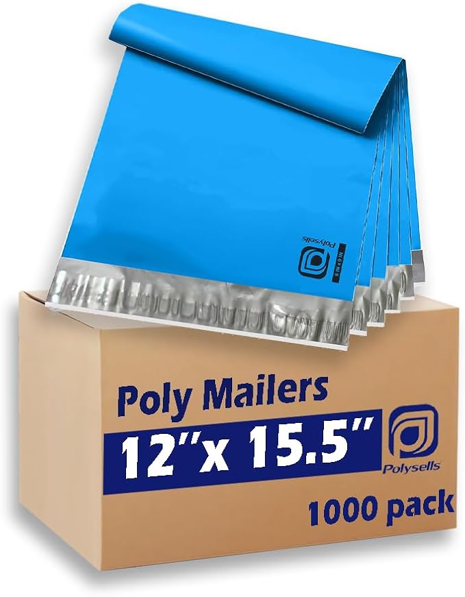 POLYSELLS 1000 pcs 12x15.5 Inches Blue Poly Mailers Shipping Envelopes by POLYSELLS