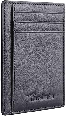 Travelambo Front Pocket Minimalist Leather Slim Wallet RFID Blocking Medium Size by Travelambo