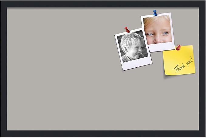 PinPix 28x18 Inch Cork Bulletin Board. This Decorative Framed Pin Board Comes with Dark Stone Design and a Satin Black Frame. Ideal for Home Office Decor or Message Board (PinPix-1808)-DeskLoop Office