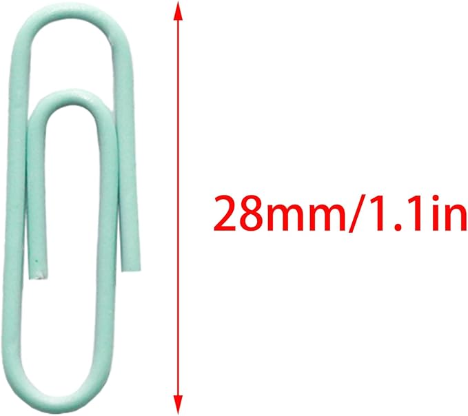 100 Pcs Mint Green Paper Clips, 1.1 Inch Colorful Paperclips | Vinyl Coated - Image 2