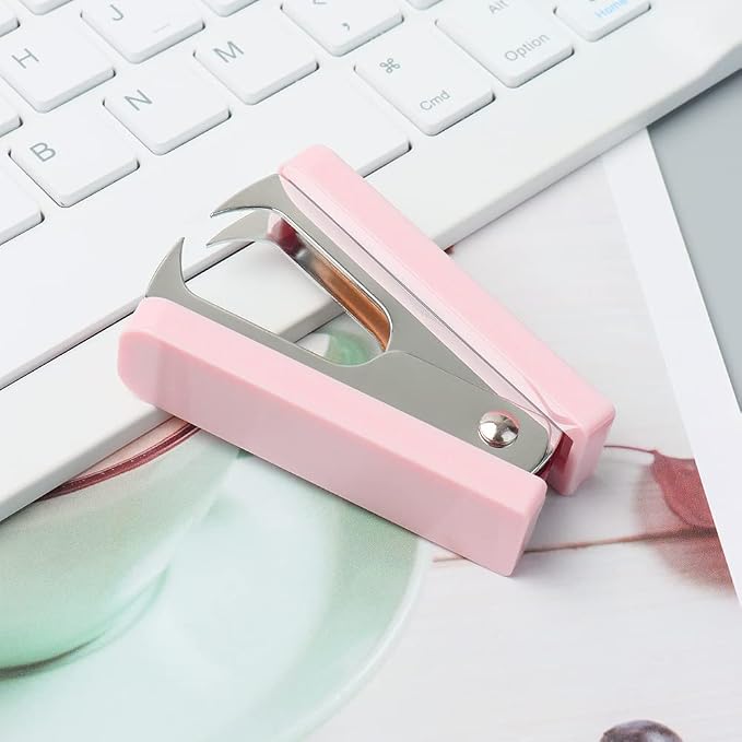 Staples Remover Pink crylic Luxury Silver Color Metal Body Staple Puller - Image 7